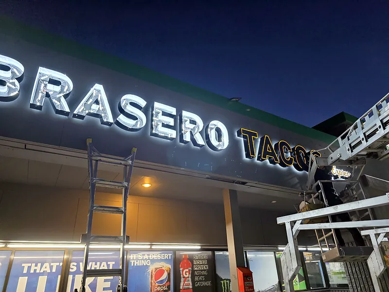 Channel letters for Brasero Tacos in Phoenix, AZ by Win Signs