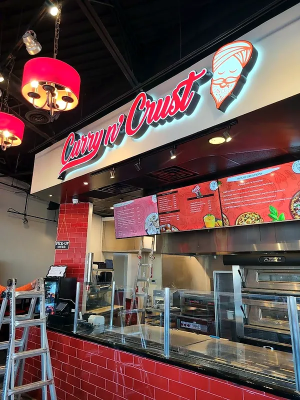 Interior storefront sign for Curry n' Crust in Tempe, AZ by Win Signs