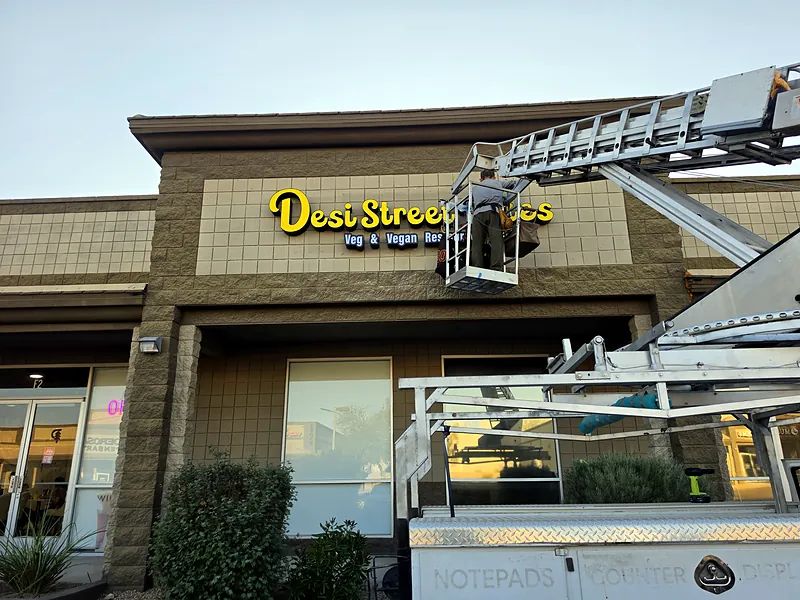 Channel letters (install) for Desi Street Bytes in Glendale, AZ by Win Signs