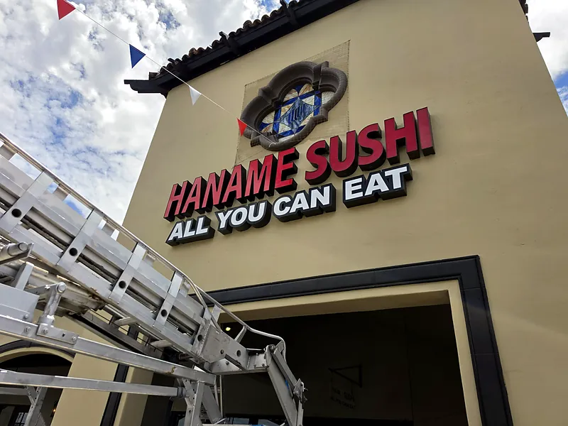 Channel letters for Haname Sushi in Phoenix, AZ by Win Signs
