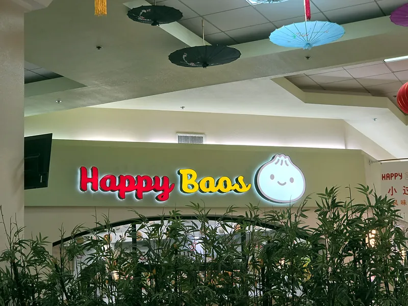 Interior storefront letters for Happy Bao in Mekong Plaza, Mesa, AZ by Win Signs