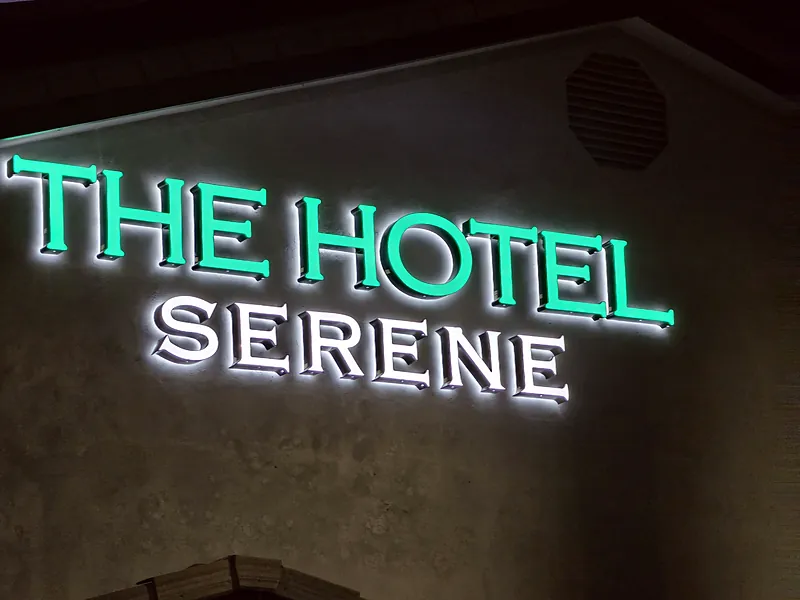 Halo-lit letters for The Hotel Serene in Avondale, AZ by Win Signs
