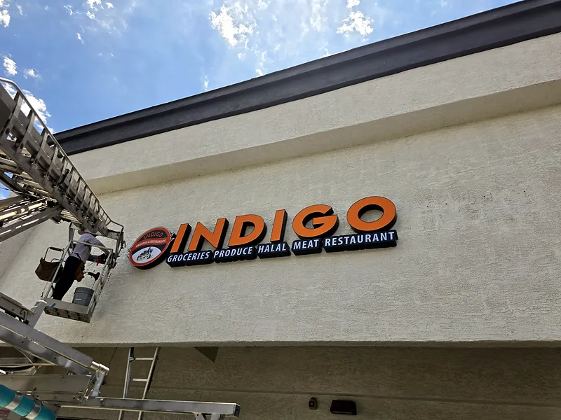 Channel letters for Indigo Grocers in Tempe, AZ by Win Signs