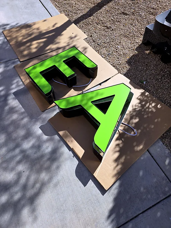Channel letters fresh off the bench in the Win Signs shop