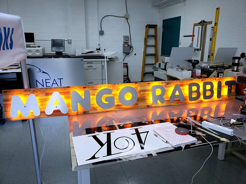 Channel letters (in the shop) for Mango Rabbit in Tempe, AZ by Win Signs